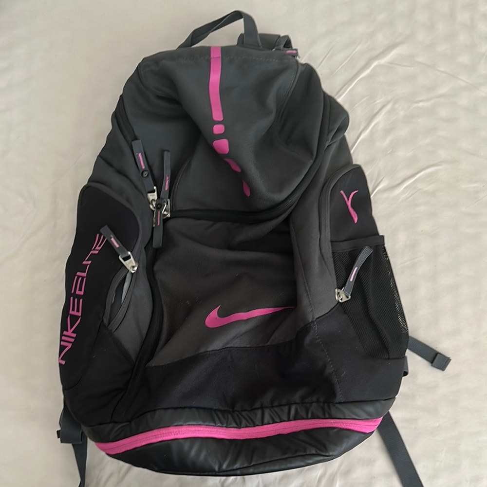 Nike Black and Pink Sporty Backpack with Padded Straps ( Breast Cancer Edition)
